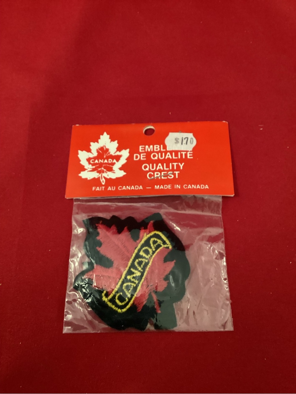 Small Canada Maple Leaf Embroidered Patch - Red and Black